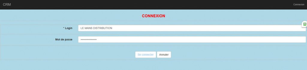 Une interface de connexion.