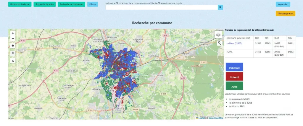 Cartographie des données exactes pour chaque rue.